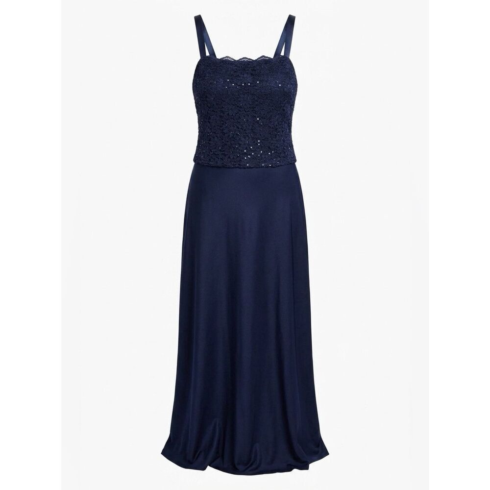 Alex Evenings Navy Lace-Sequin-Satin  Evening Dress Size 16